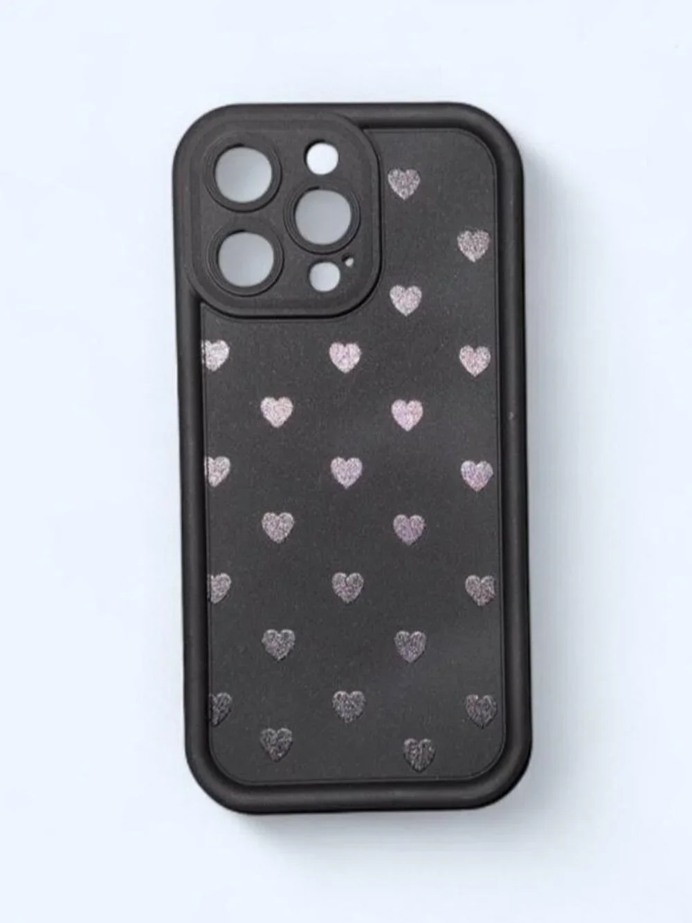 Black w/ Heart Pattern iPhone 15 Pro Max Case
